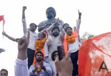 Students celebrate DUSU election 2026 results at Delhi University North Campus