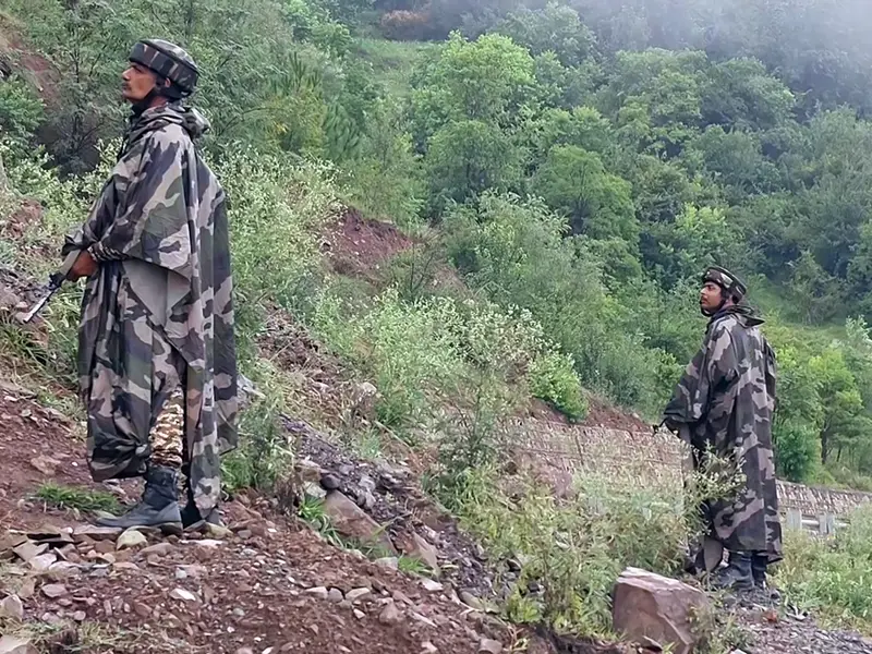 CISF personnel at a security camp near the Sewa Power Project in Kathua, Jammu and Kashmir