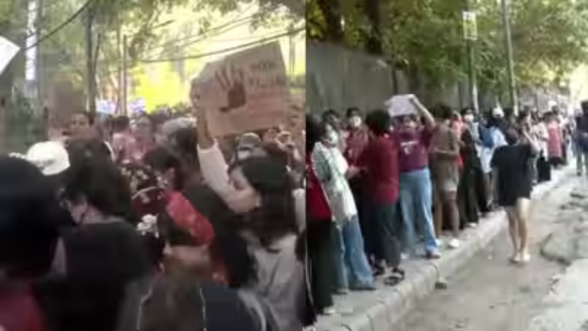 LSR students protest march for women's safety near Kalkaji Temple