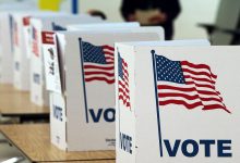 Voters casting ballots at a polling station during the US midterm elections