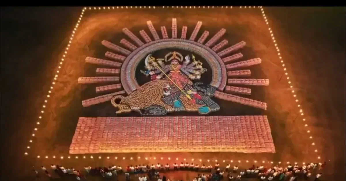 15,000 Cement Bags, One Giant Maa Durga Image: Adani’s 70 Foot Navratri Tribute