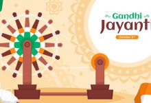Portrait of Mahatma Gandhi with Gandhi Jayanti 2026 wishes on his 157th birth anniversary