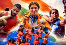 Indian men's hockey team celebrating gold after beating Malaysia 5-1 in the Asian Games 2026 final