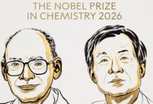 Henri B. Kagan and Kenso Soai, winners of the 2026 Nobel Prize in Chemistry for molecular asymmetry research.